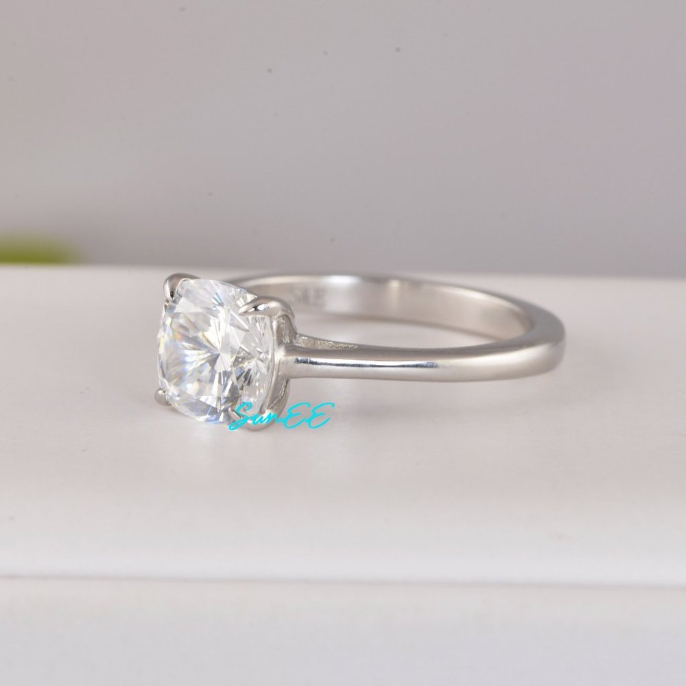 3.0CT NEW 925 STERLING SILVER CUSHION CUT WEDDING ENGAGEMENT DIAMOND RING - Picture 9 of 10